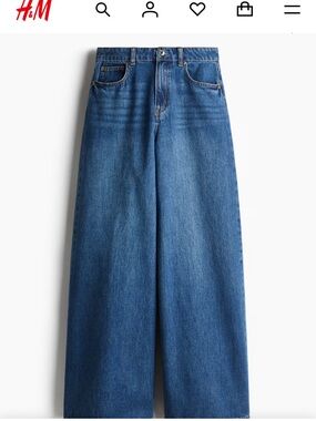 H&M Wide Leg Flare Jeans in Medium Blue Denim